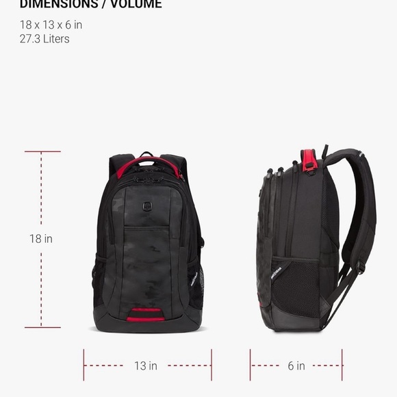 SwissGear Camo Black and Red Backpack Brand New - Picture 8 of 9